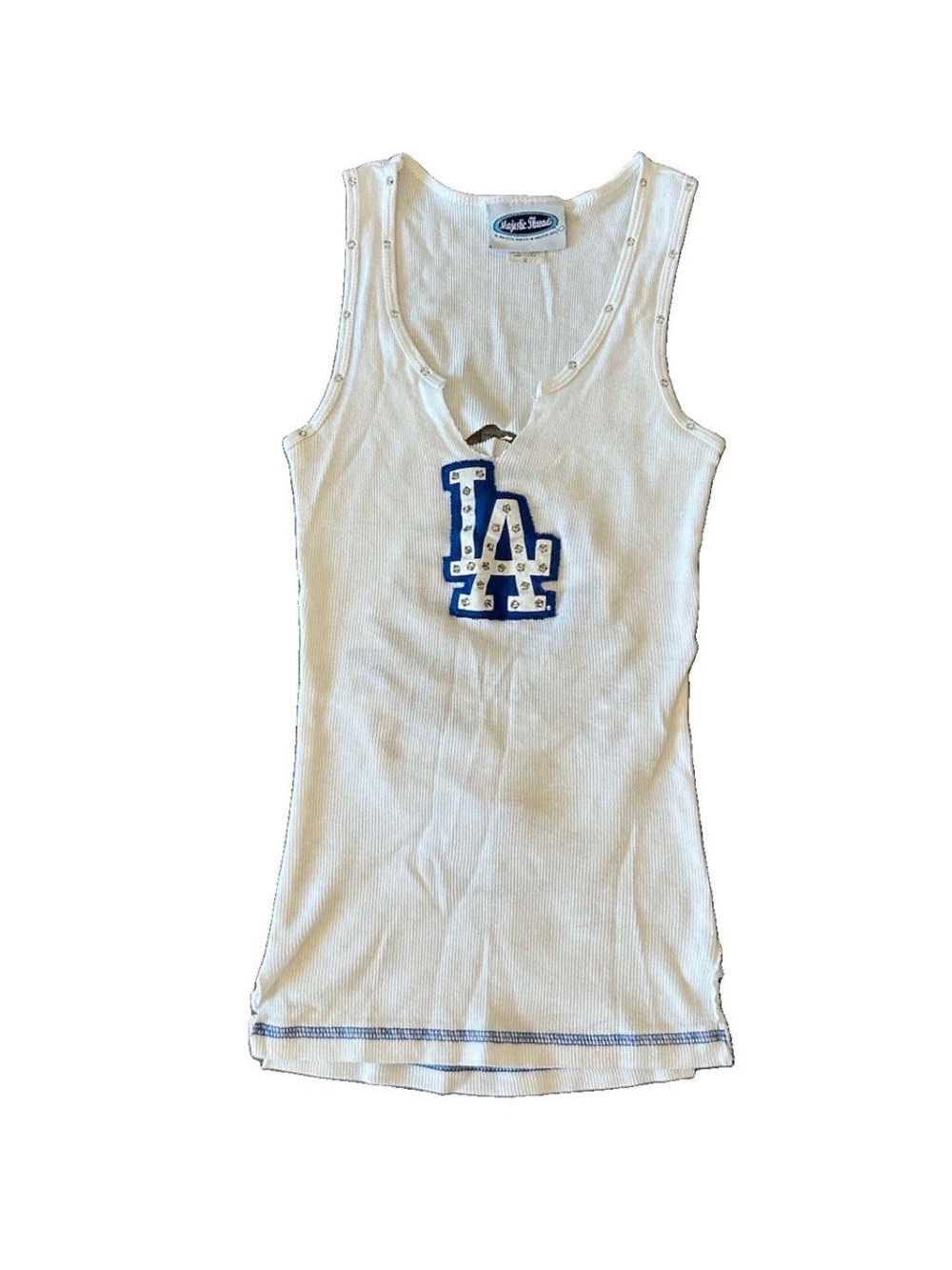 Majestic Threads LA Dodgers Rhinestone Shredded Tank Top Y2K USA S